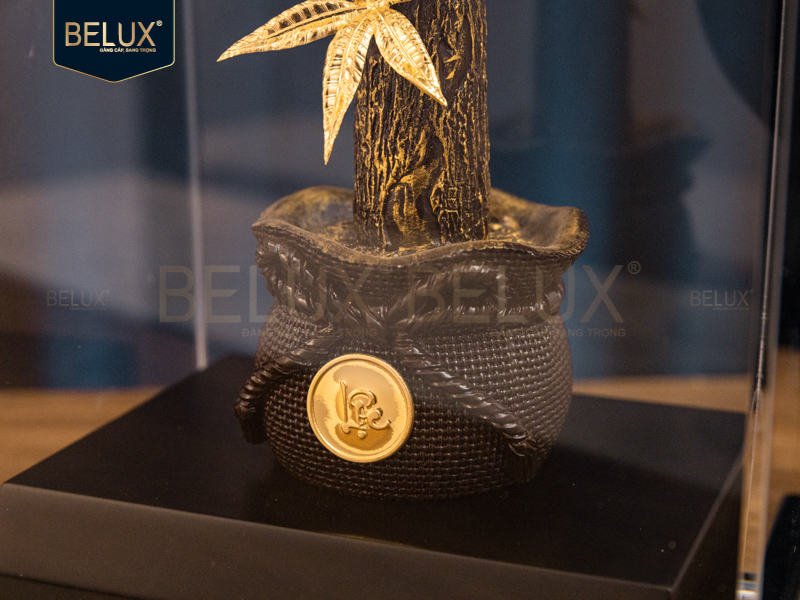 Chậu Cây Kim Ngân Chữ Lộc Dát Vàng 24k